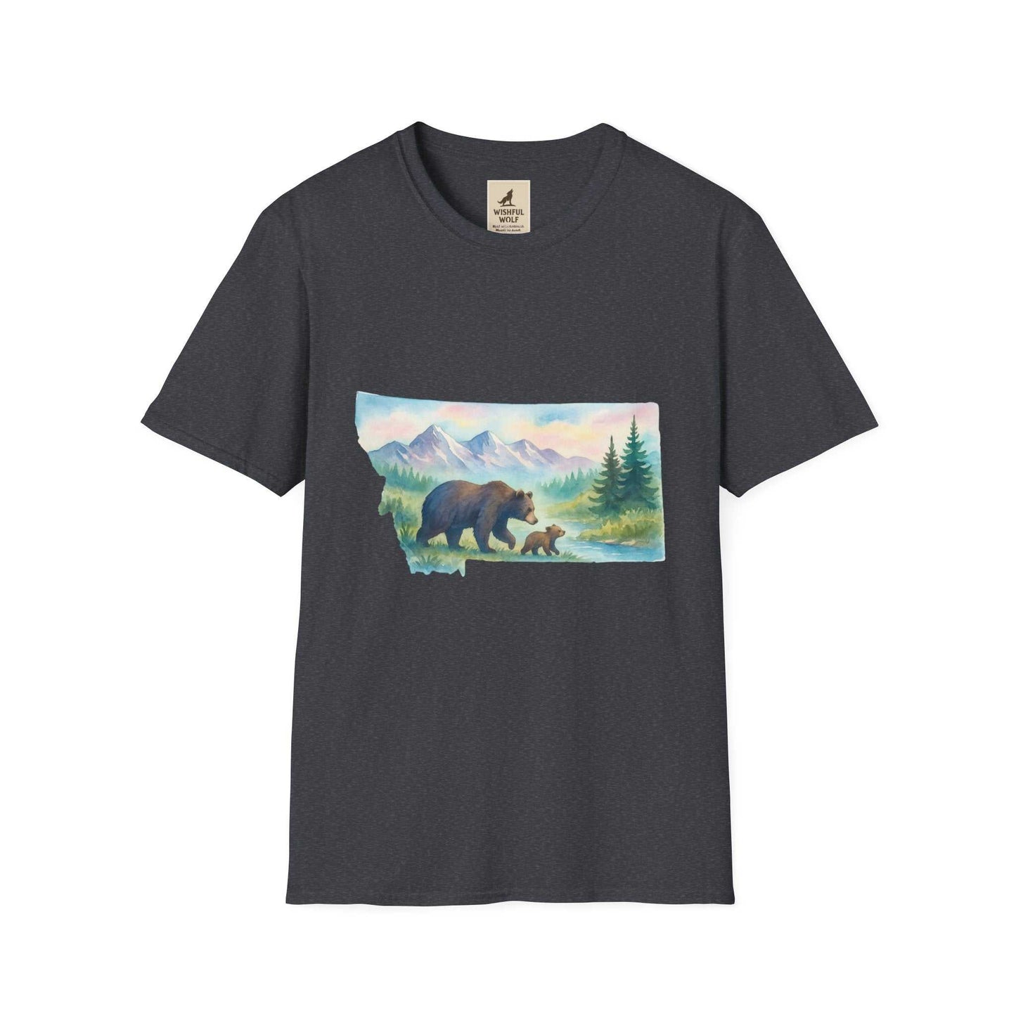 Montana Adventure Tee with vintage bear and wilderness graphic design for nature lovers.