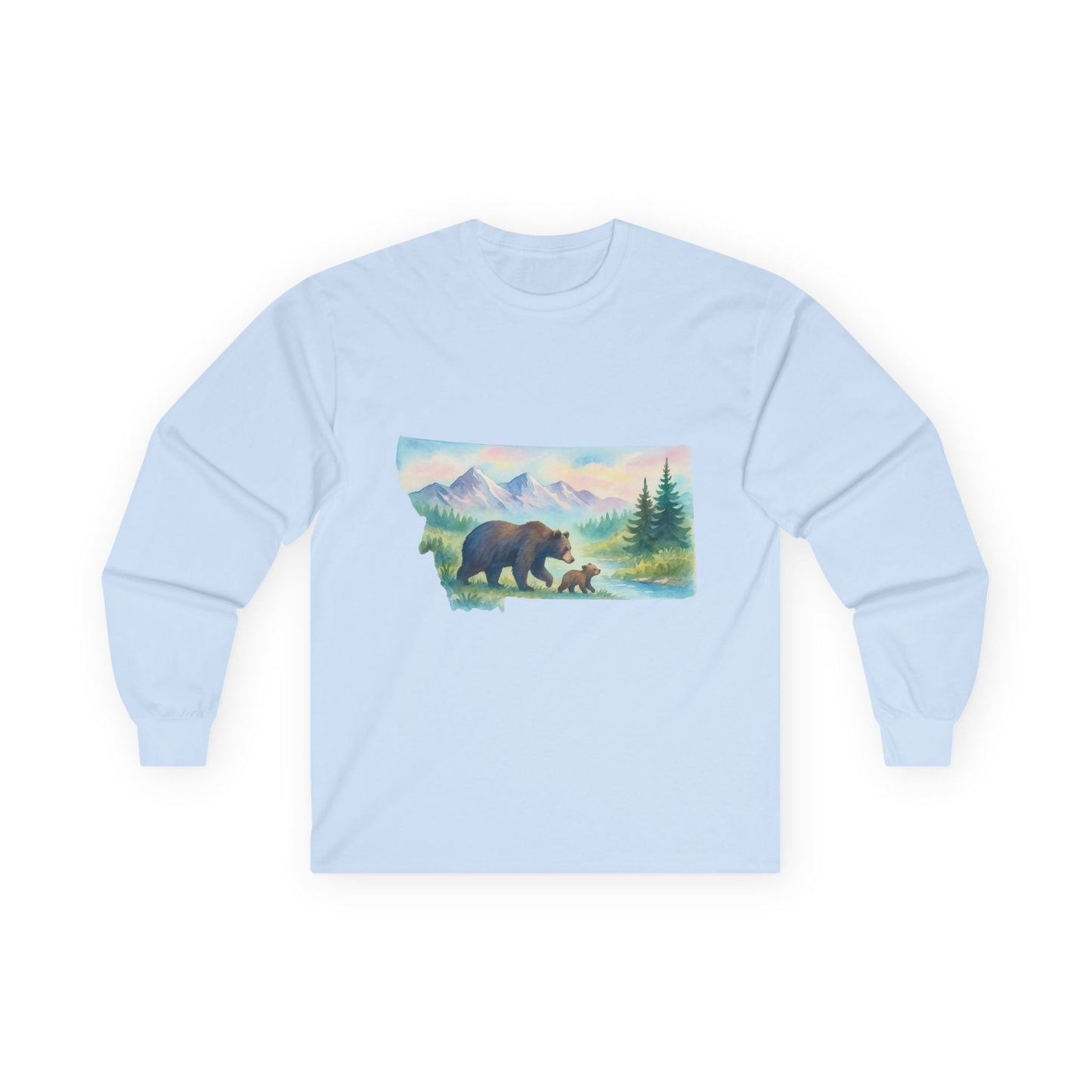 Montana Bear Long Sleeve Tee – Scenic Nature Shirt for Trail Lovers