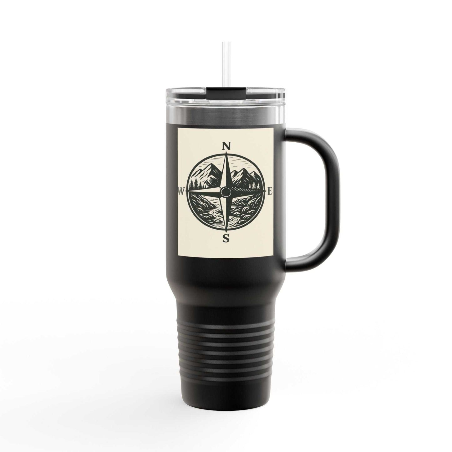 Montana Compass Travel Mug – 40oz insulated cup with compass design, perfect for outdoor adventures.