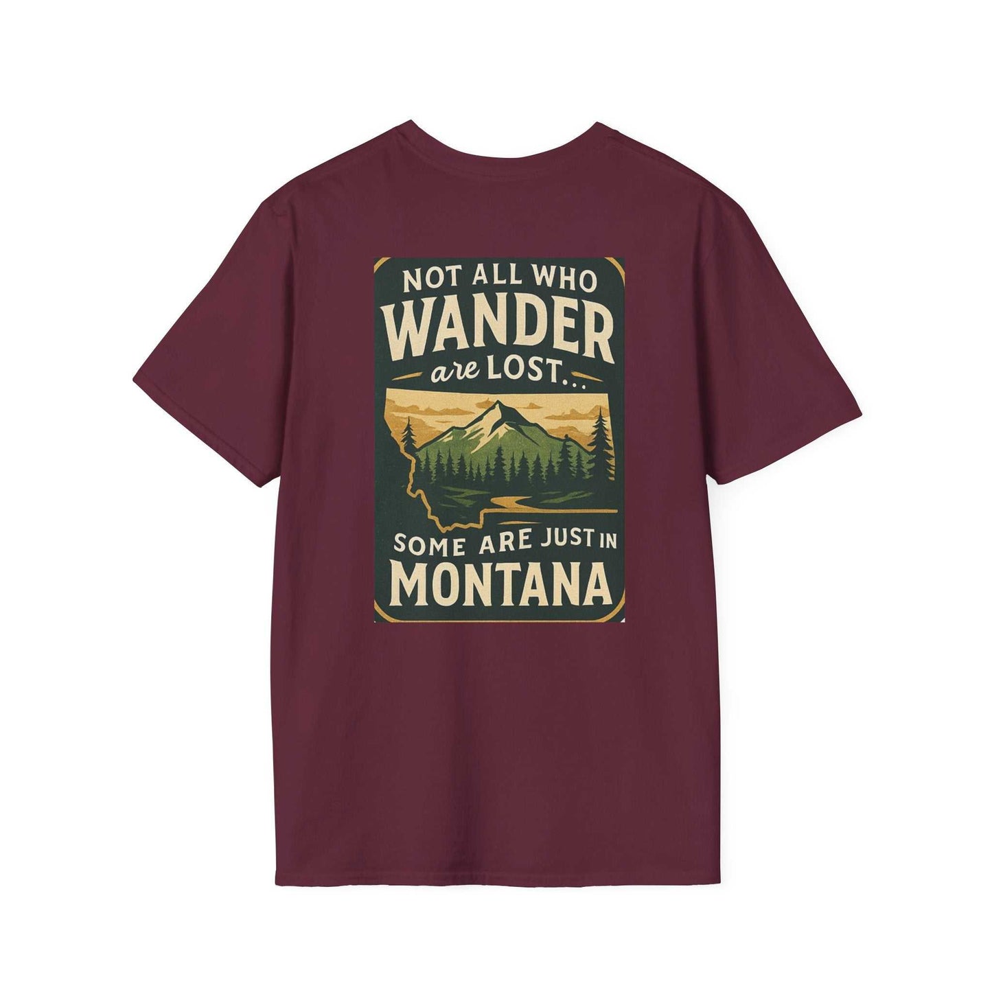 Montana Adventure Tee with wilderness graphic, vintage bear design, perfect for nature lovers and adventurers.