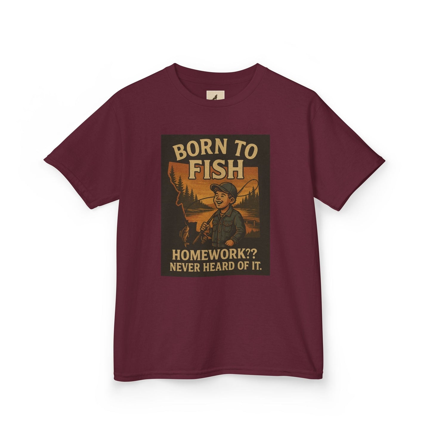 Kids Fishing T-Shirt – Funny Born to Fish, Skip Homework Design