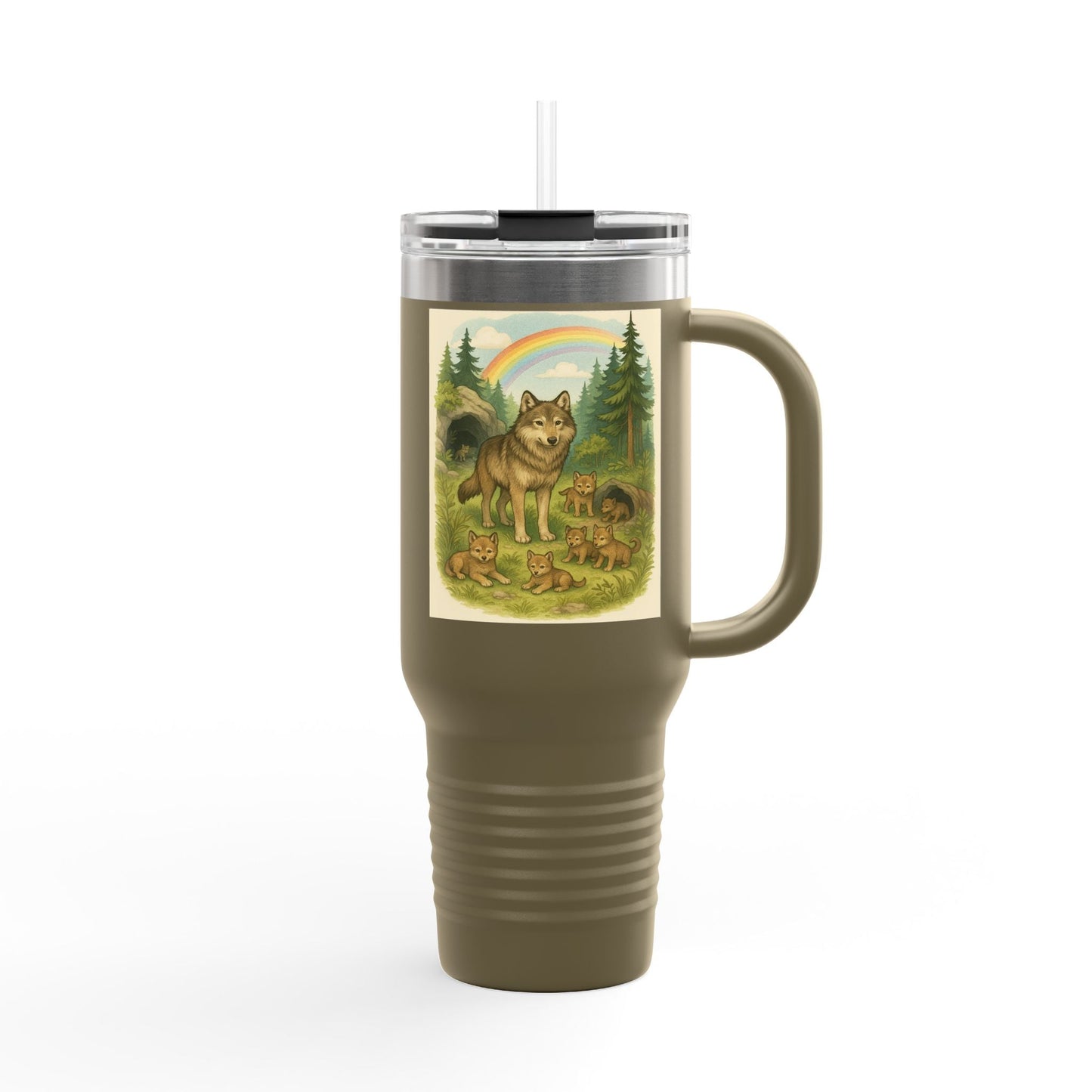 Wolves 40oz Insulated Travel Mug – Leak-Proof Tumbler for Outdoors