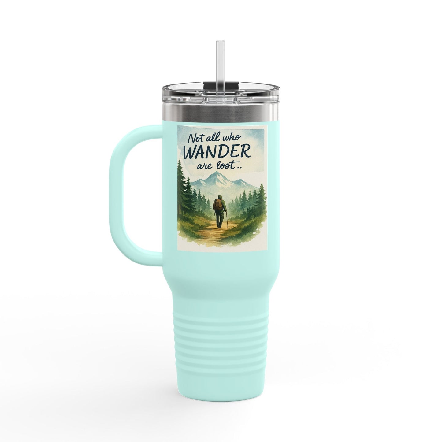 Montana 40oz Adventure Mug with elk design, ergonomic handle, leak-proof lid, and high-performance insulation.