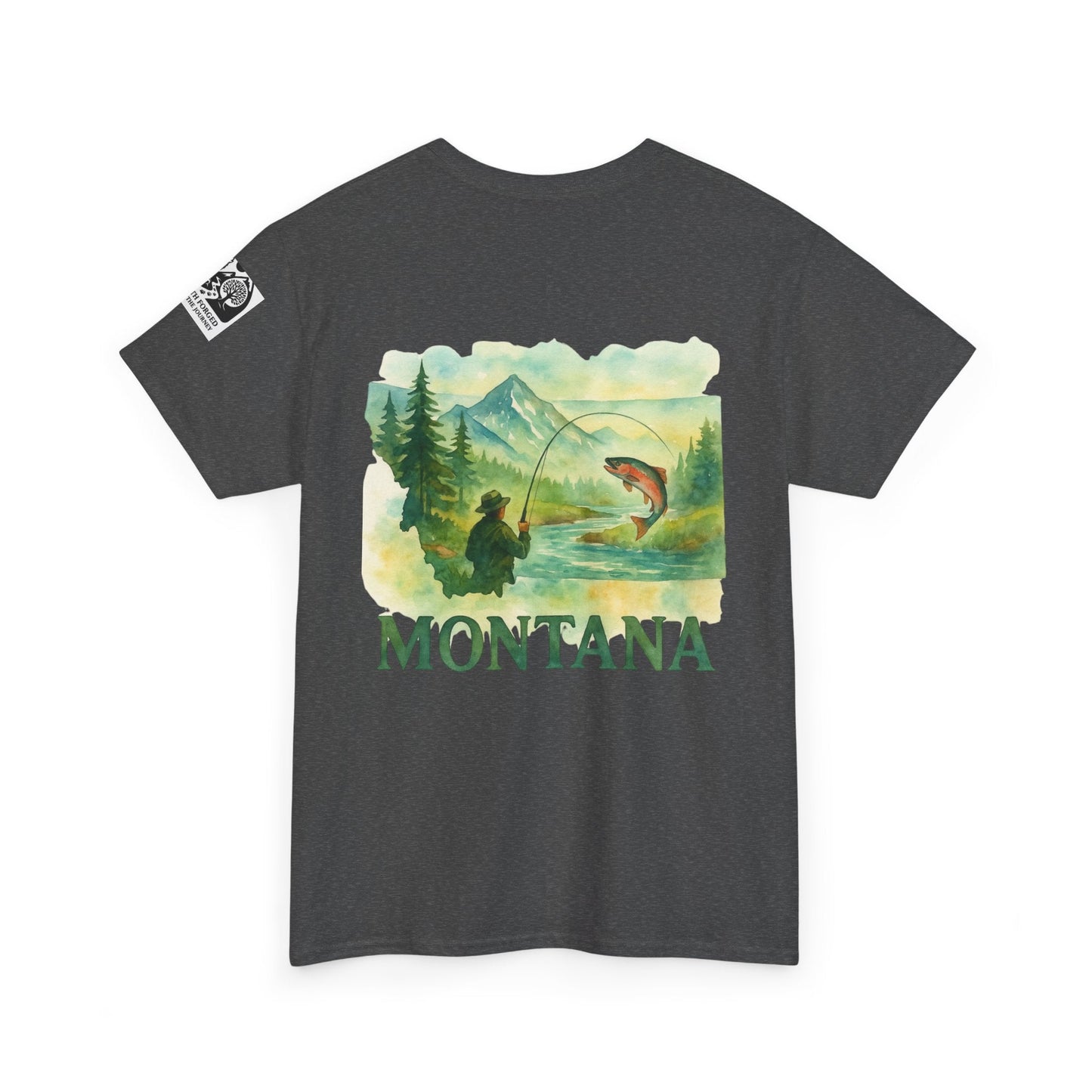 Montana Fishing Tee featuring "Born to Fish" graphic for nature lovers.