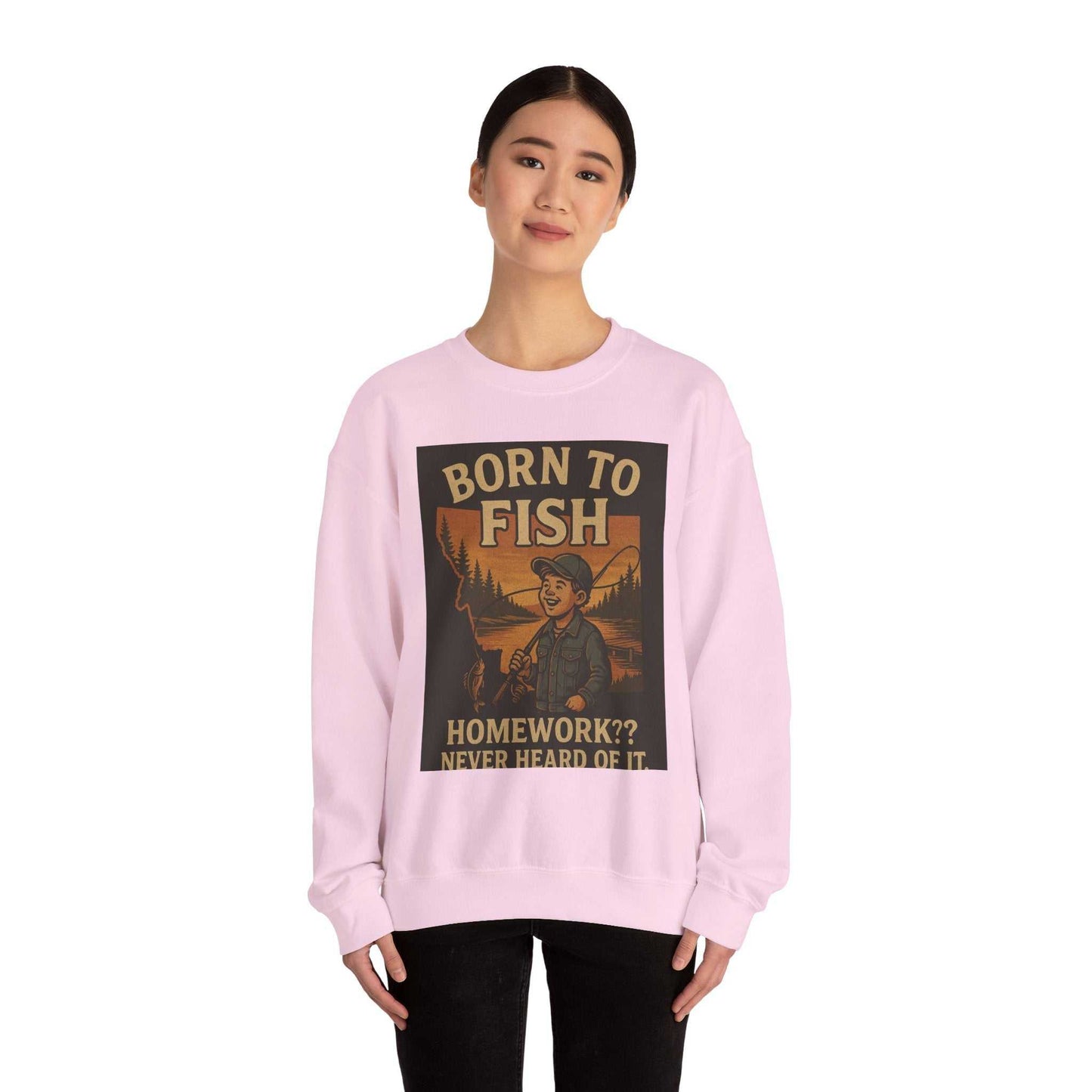 Born to Fish Sweatshirt - Angler-themed crewneck for comfort and style.