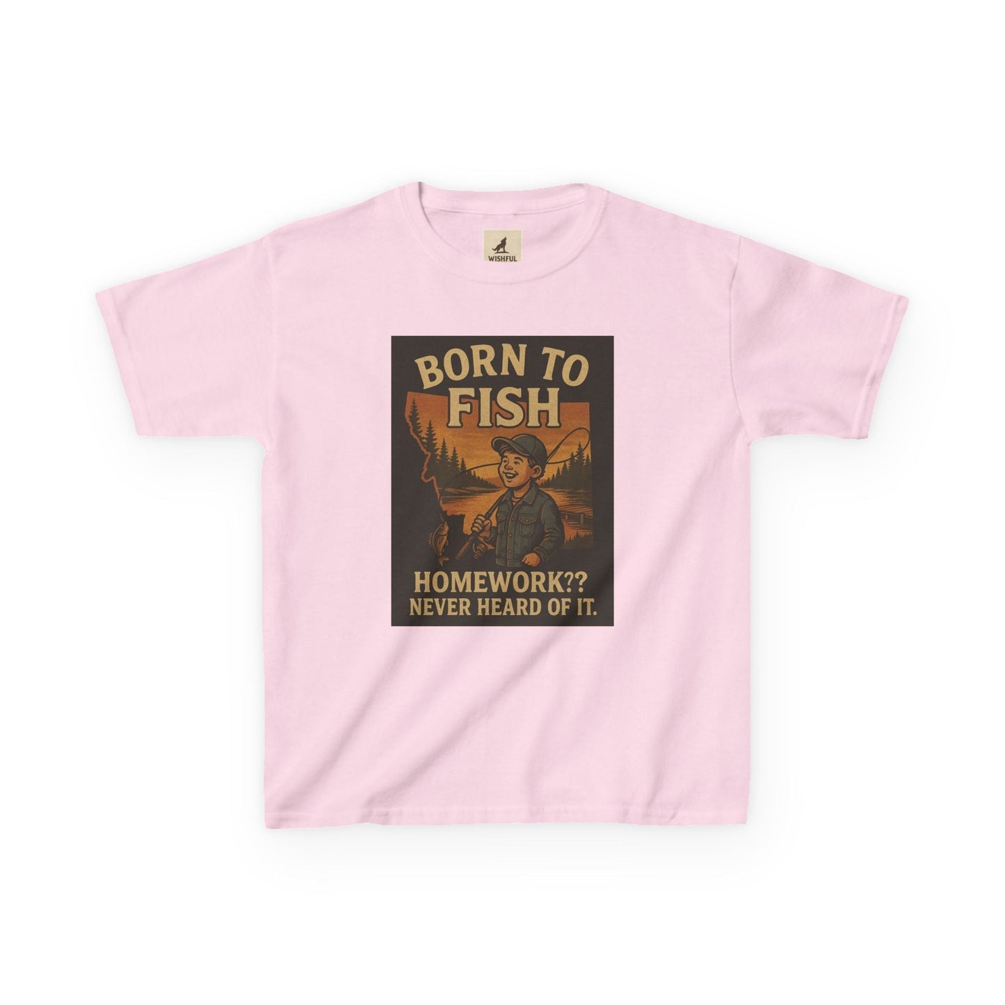 Kids Fishing T-Shirt – Funny Born to Fish, Skip Homework Design