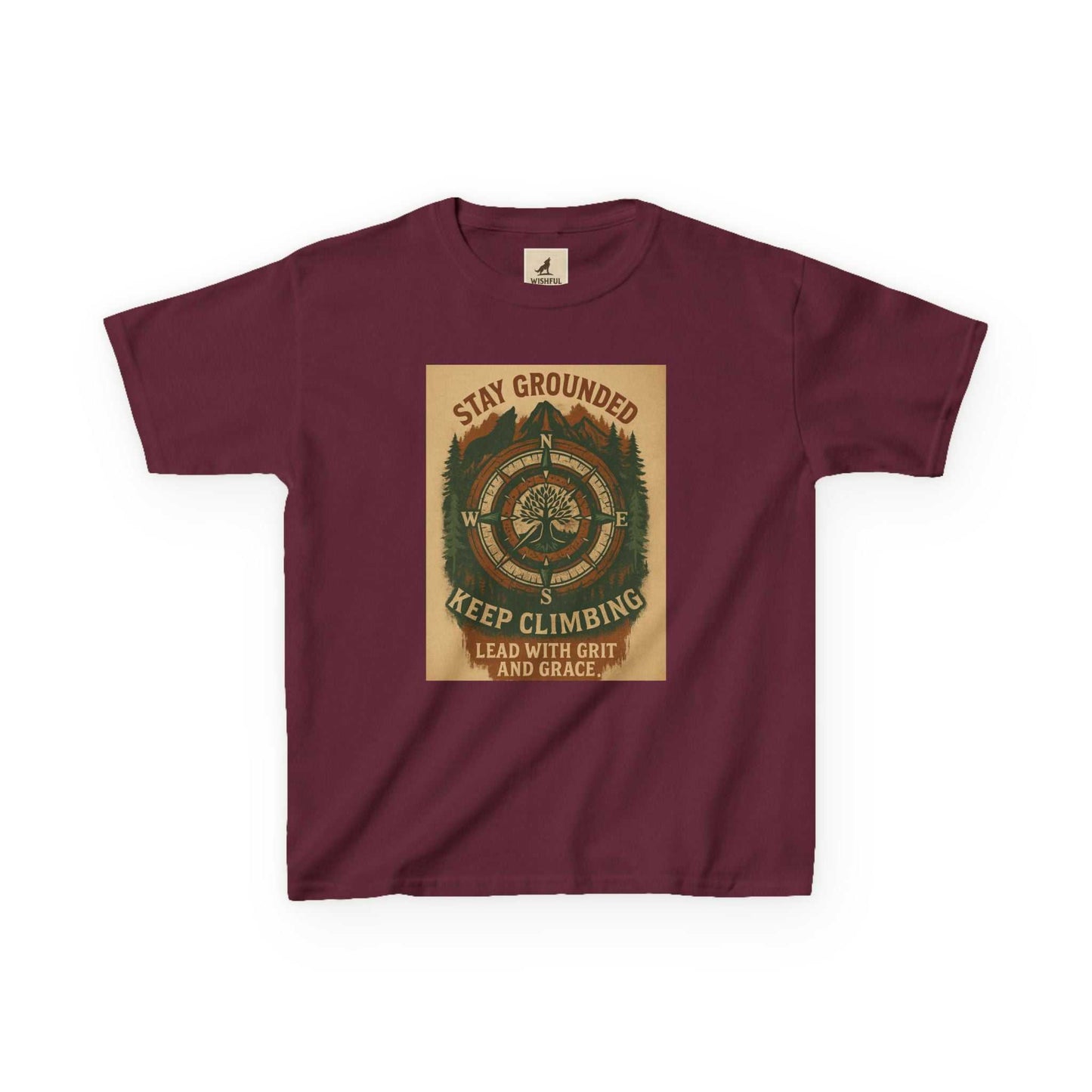 Adventure Kids Tee with motivational nature-inspired design, perfect for curious children.