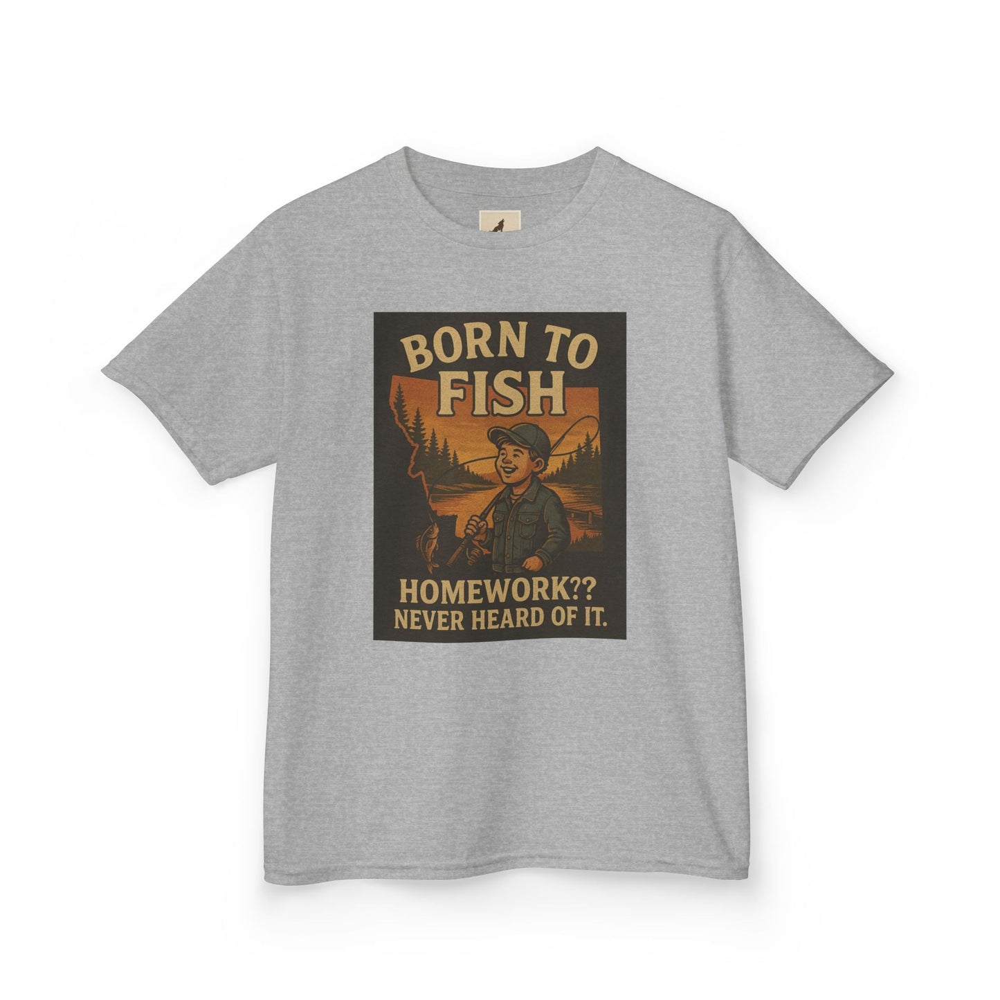Kids Fishing T-Shirt – Funny Born to Fish, Skip Homework Design