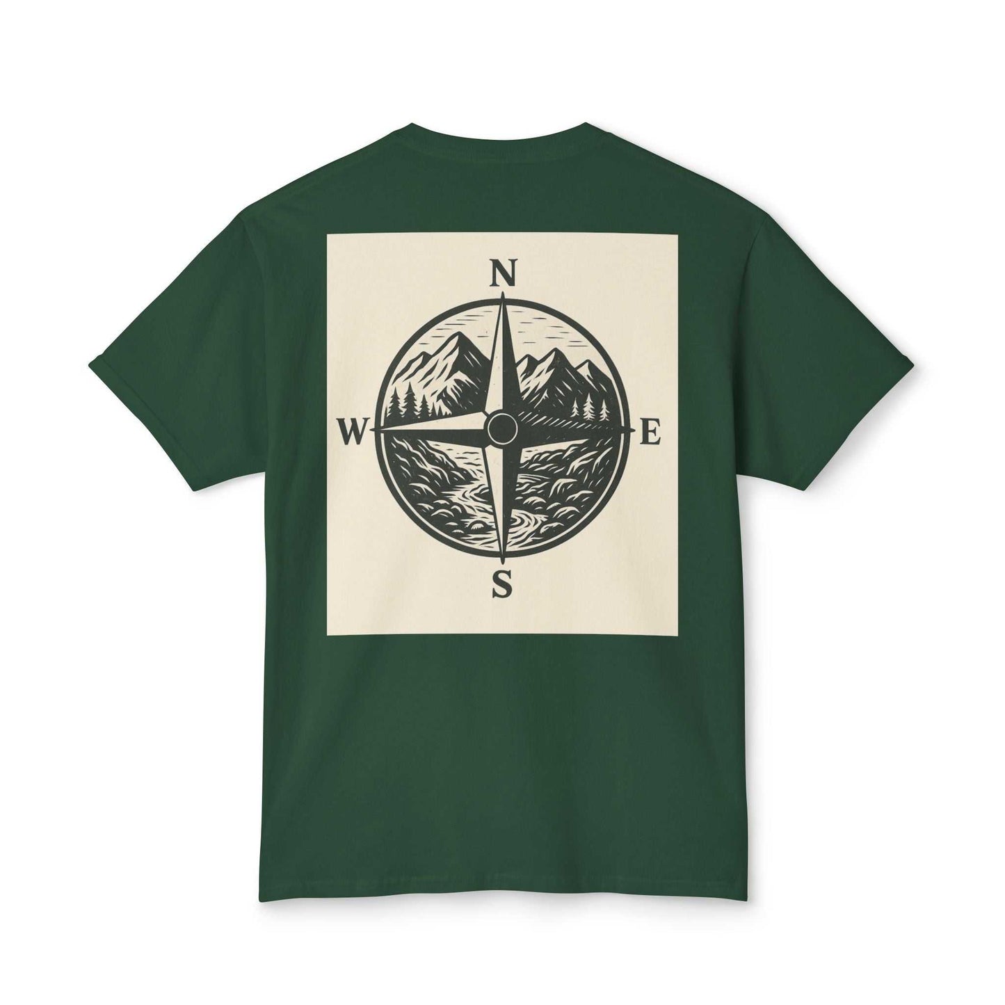 Nature-inspired Montana Adventure Tee featuring compass design on softstyle fabric. Perfect for outdoor enthusiasts seeking comfort and style.