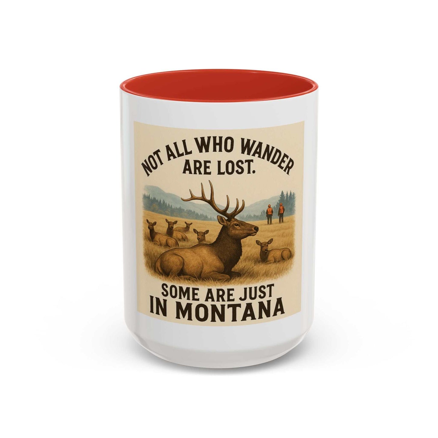 Montana Adventure Mug with elk design and wilderness motif.