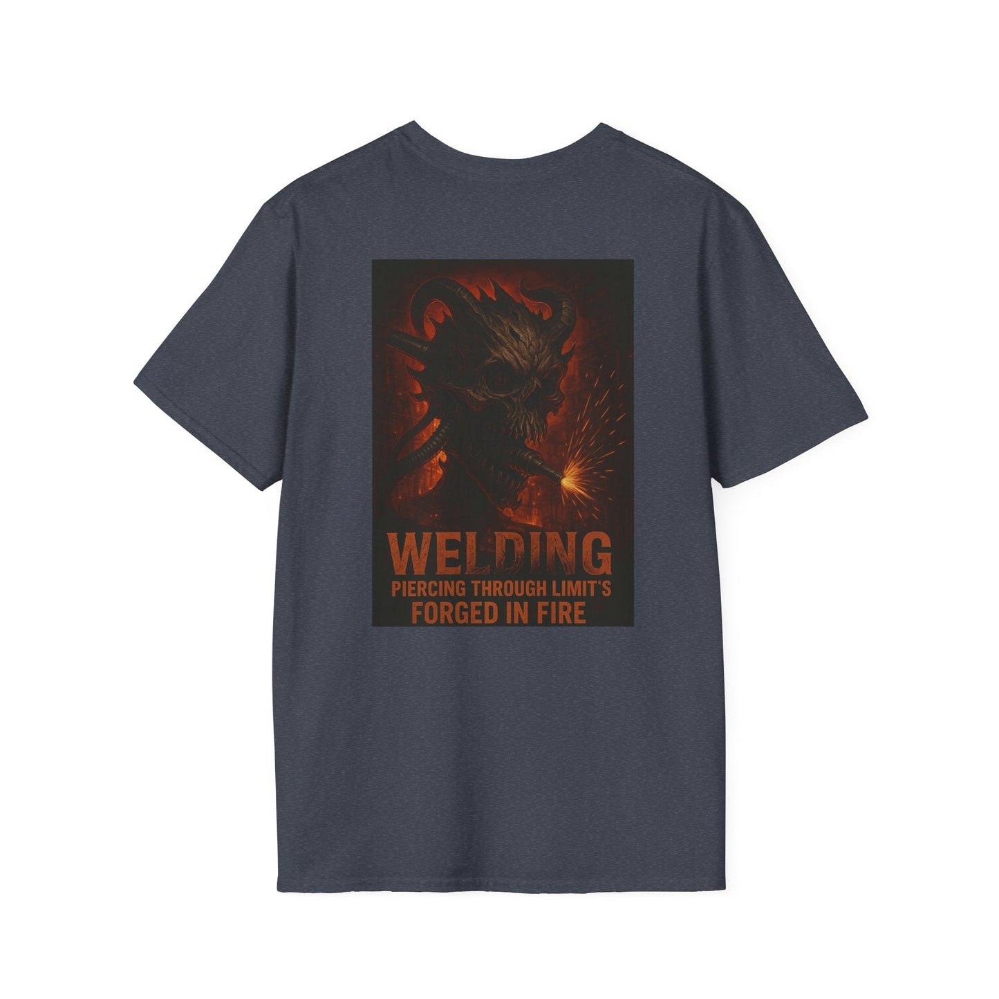 Welding Gift T-Shirt with "Forged in Fire" graphic for metalworkers and welders.