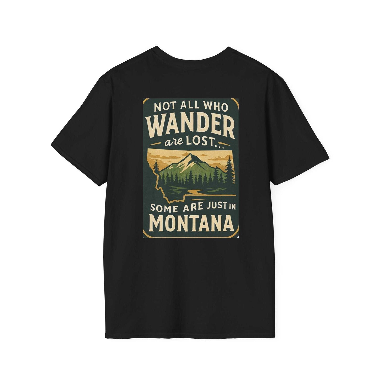 Montana Adventure Tee with wilderness graphic and vintage bear design, perfect for nature lovers.