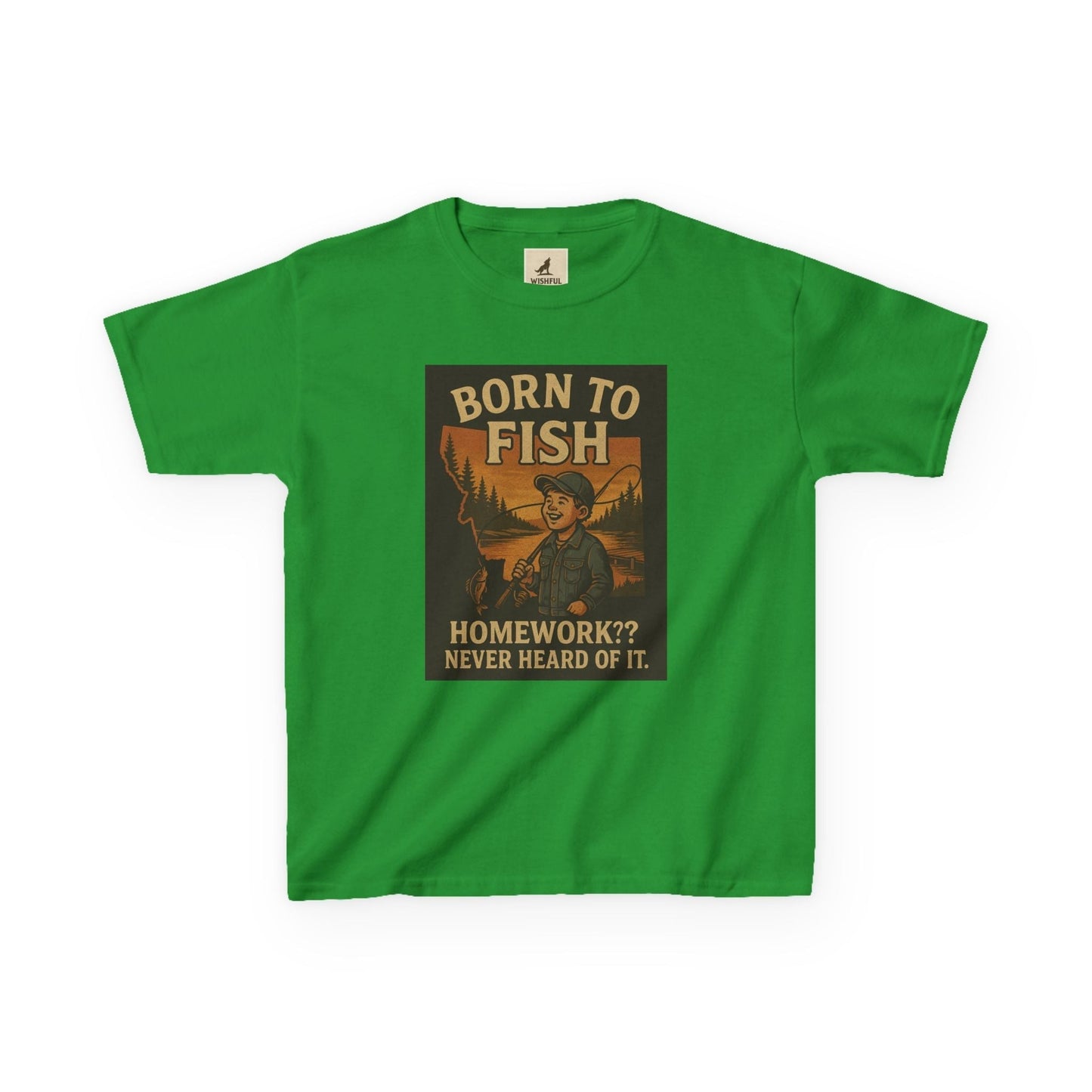 Kids Fishing T-Shirt – Funny Born to Fish, Skip Homework Design