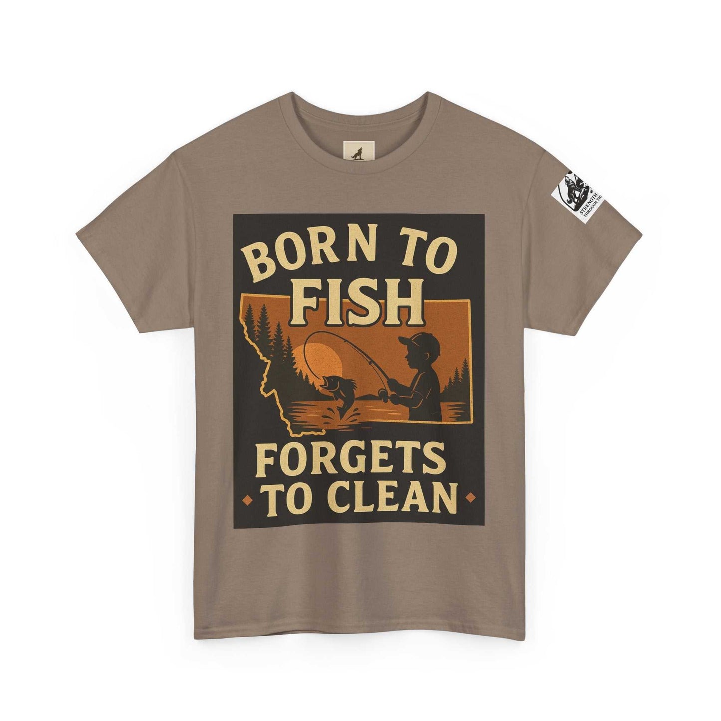 Fishing Cotton Tee for Men with "Born to Fish" Graphic – Casual Summer Shirt for Outdoor Enthusiasts.
