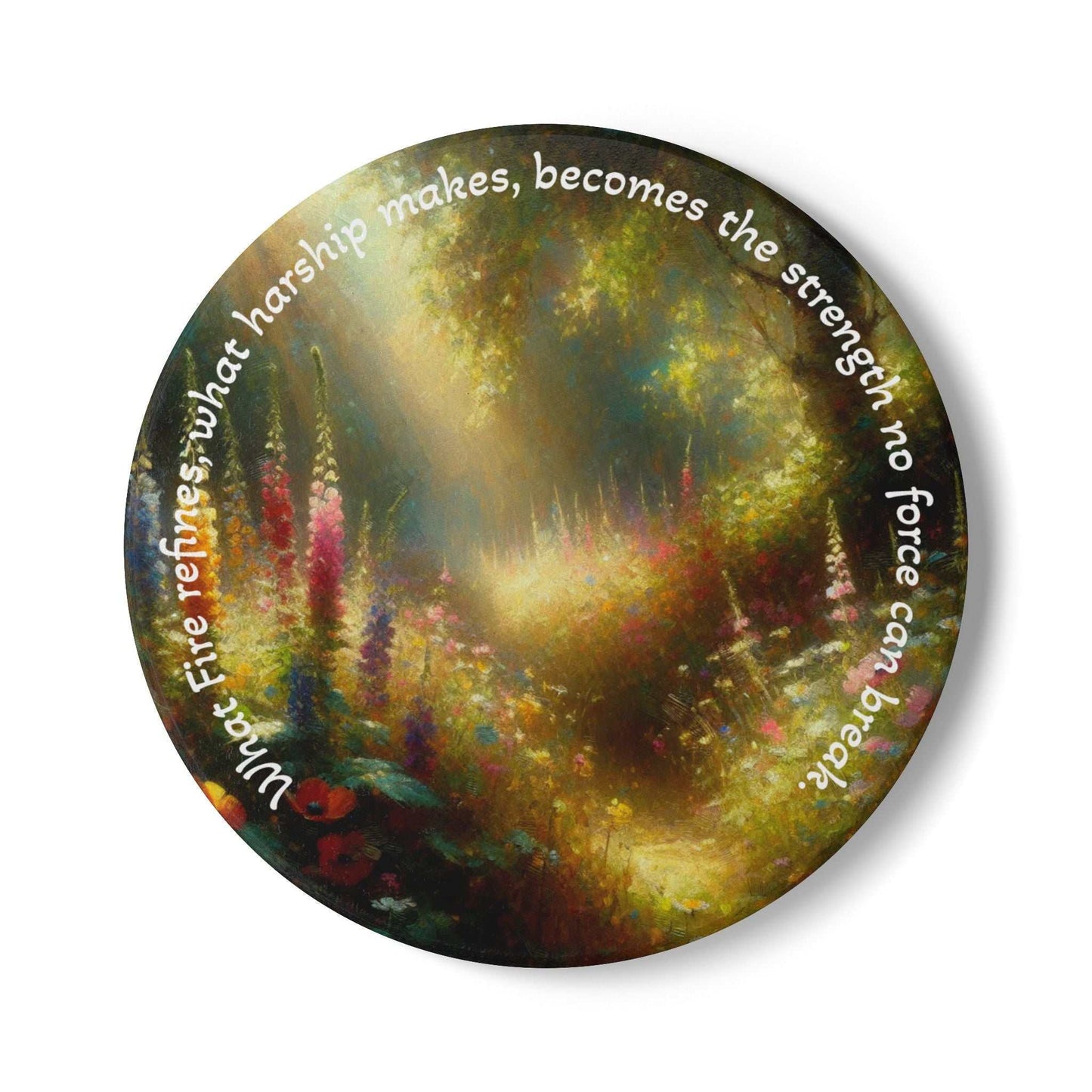 Meadow Strength Ceramic Coaster – Inspirational Gift for Nature Lovers