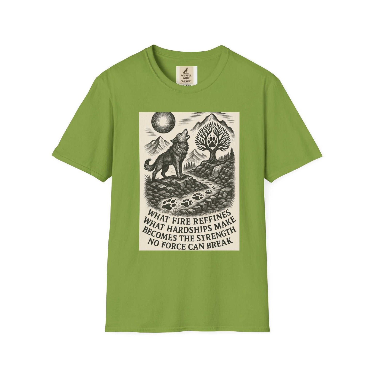 Inspirational Wolf T-Shirt with a bold nature design and kindness message.