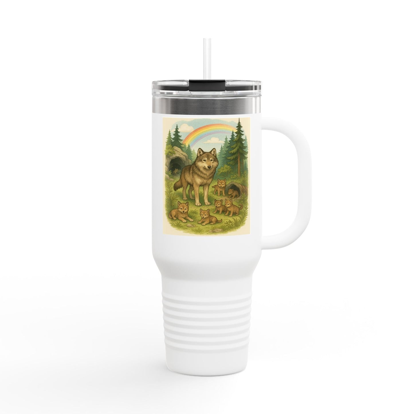 Wolves 40oz Insulated Travel Mug – Leak-Proof Tumbler for Outdoors