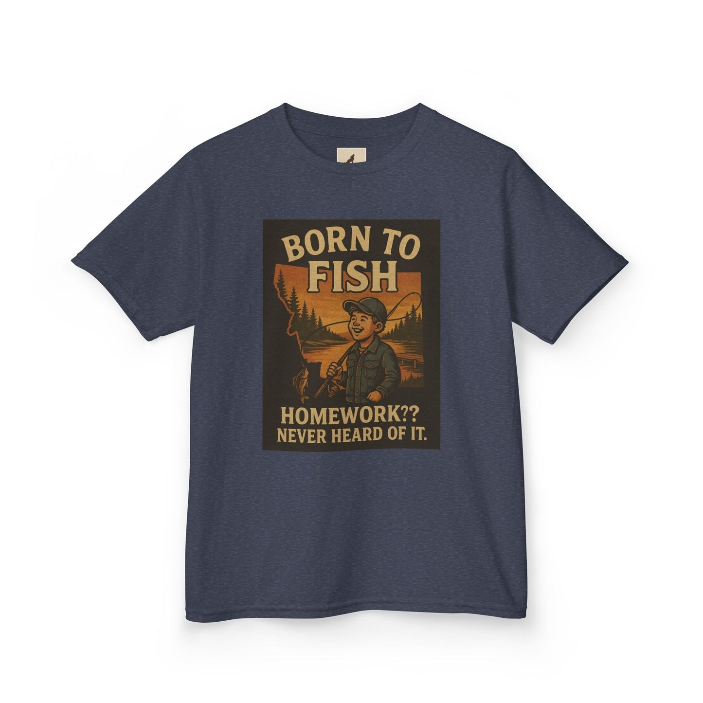 Kids Fishing T-Shirt – Funny Born to Fish, Skip Homework Design