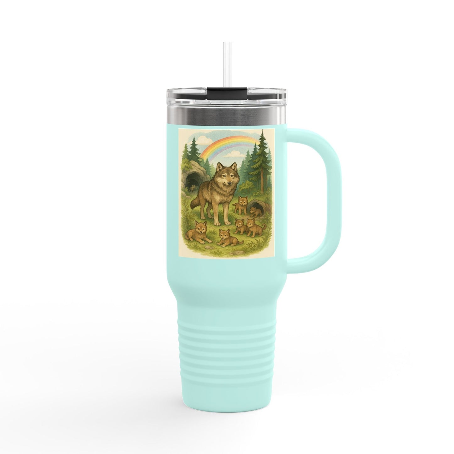 Wolves 40oz Insulated Travel Mug – Leak-Proof Tumbler for Outdoors