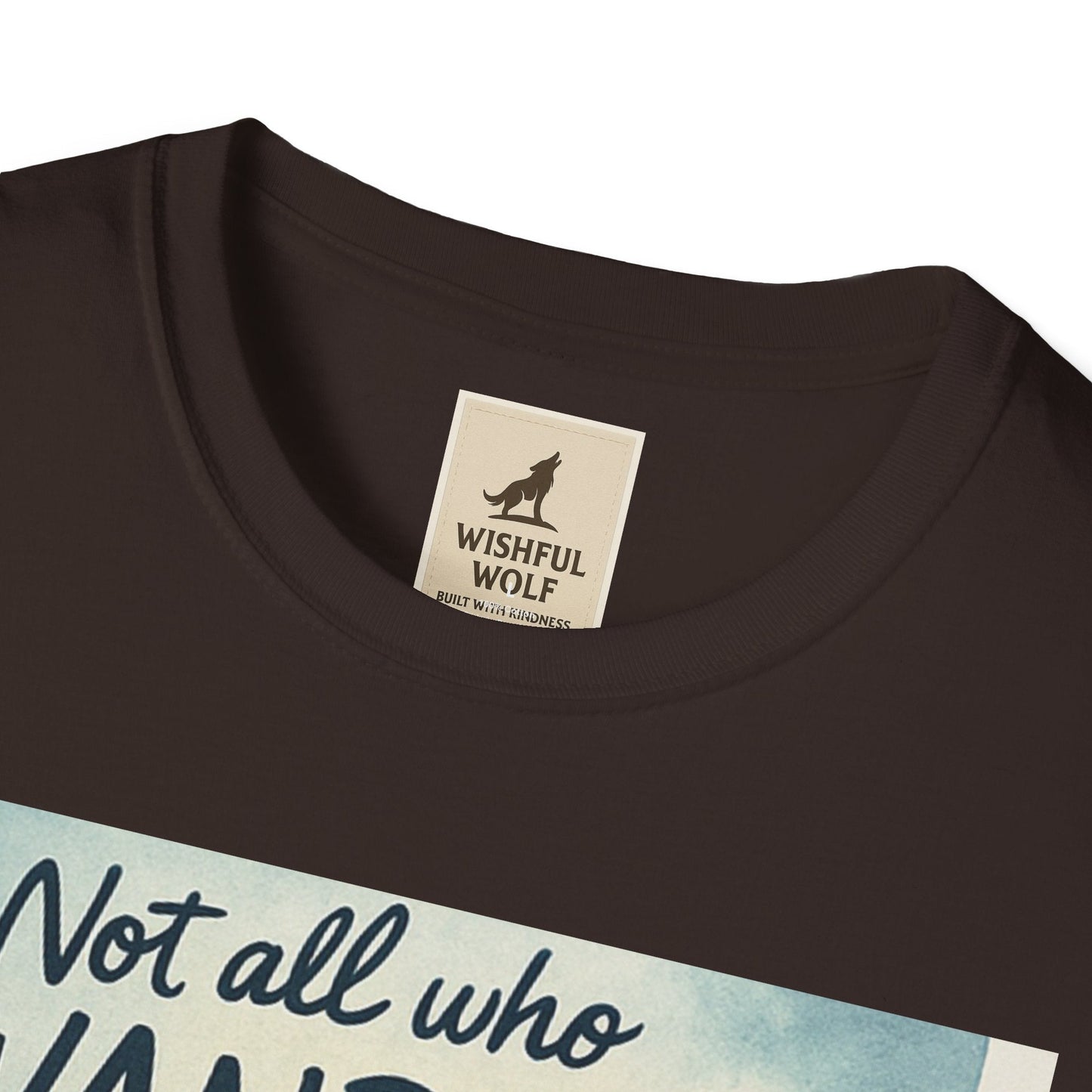 Montana-Inspired Adventure Tee with scenic graphic and Wishful Wolf label.