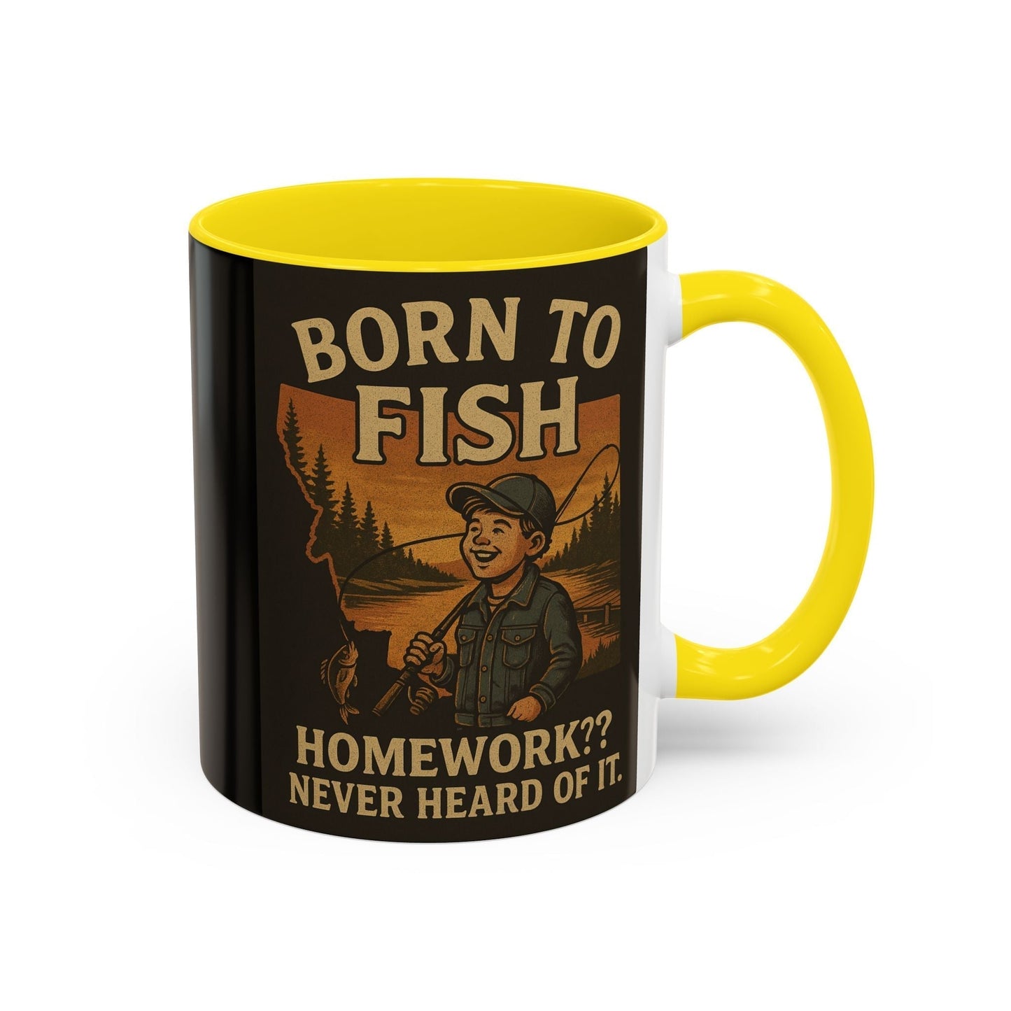 Retro Fishing Mug – Funny Coffee Cup Gift for Anglers & Campers