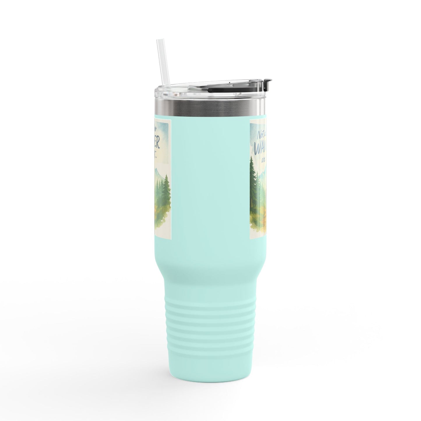 Montana 40oz Adventure Mug with teal design and secure lid, ideal for hiking and outdoor enthusiasts.