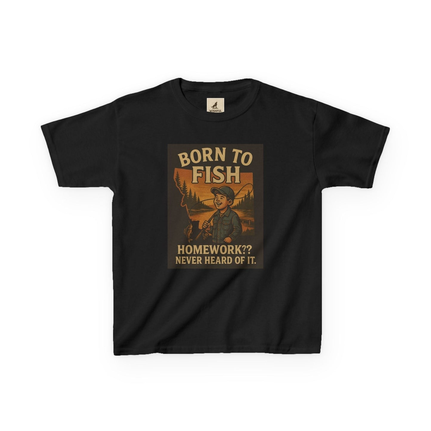 Kids Fishing T-Shirt – Funny Born to Fish, Skip Homework Design