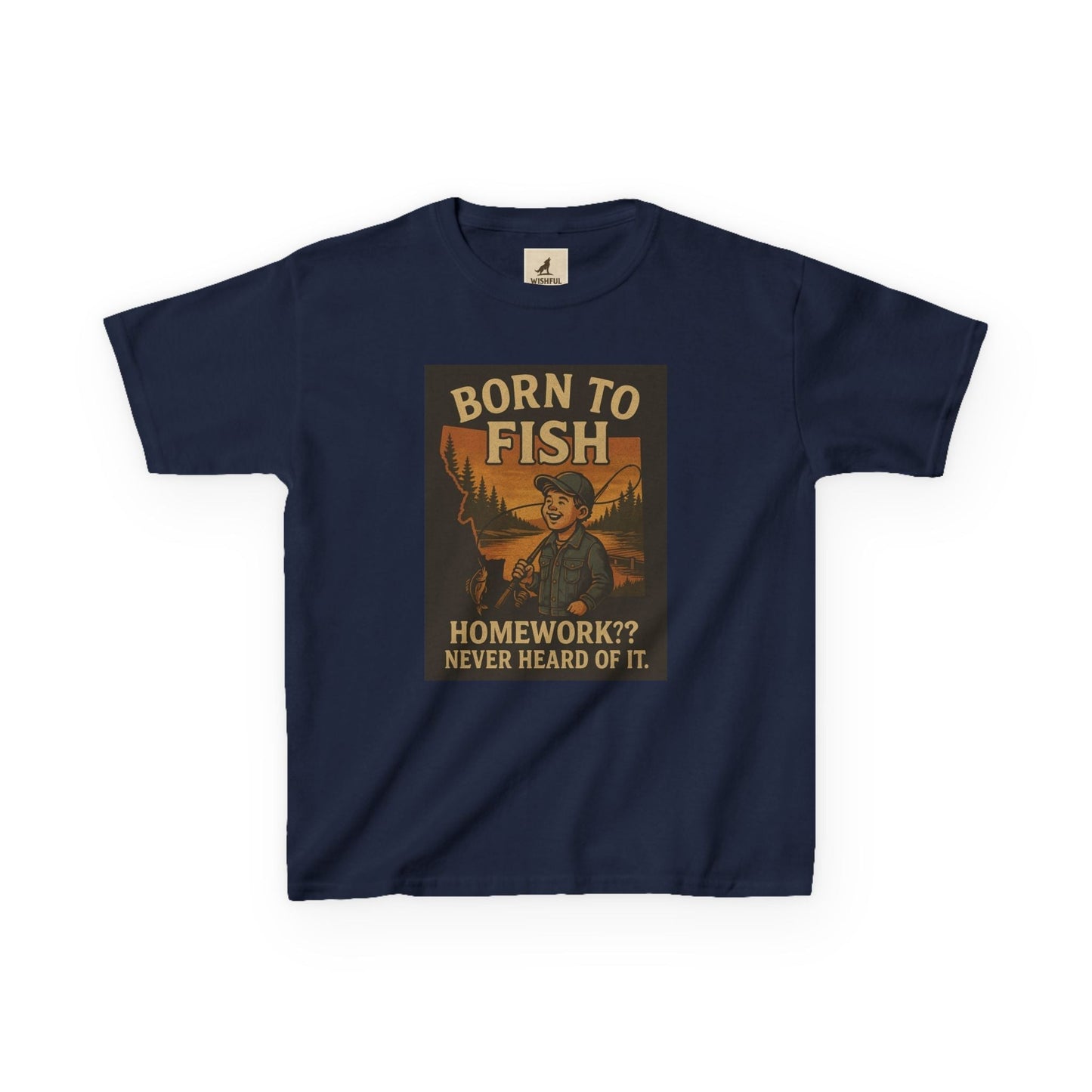 Kids Fishing T-Shirt – Funny Born to Fish, Skip Homework Design