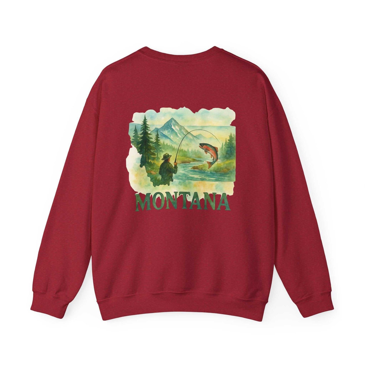 Born to Fish Sweatshirt featuring a fishing design with "Montana" text, ideal for anglers and outdoor enthusiasts.