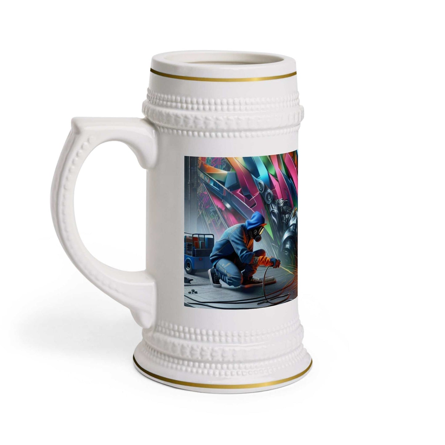 Welder Life Beer Stein Mug – 22oz Ceramic Stein for Hardworking Hands