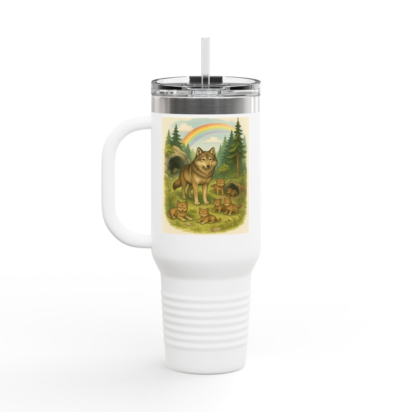 Wolves 40oz Insulated Travel Mug – Leak-Proof Tumbler for Outdoors