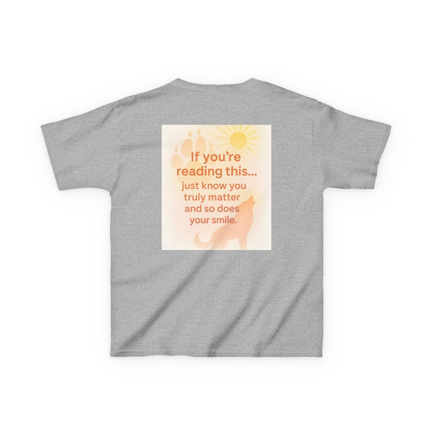 Gray Montana Adventure Kids Tee with nature-inspired graphic and motivational text on back.