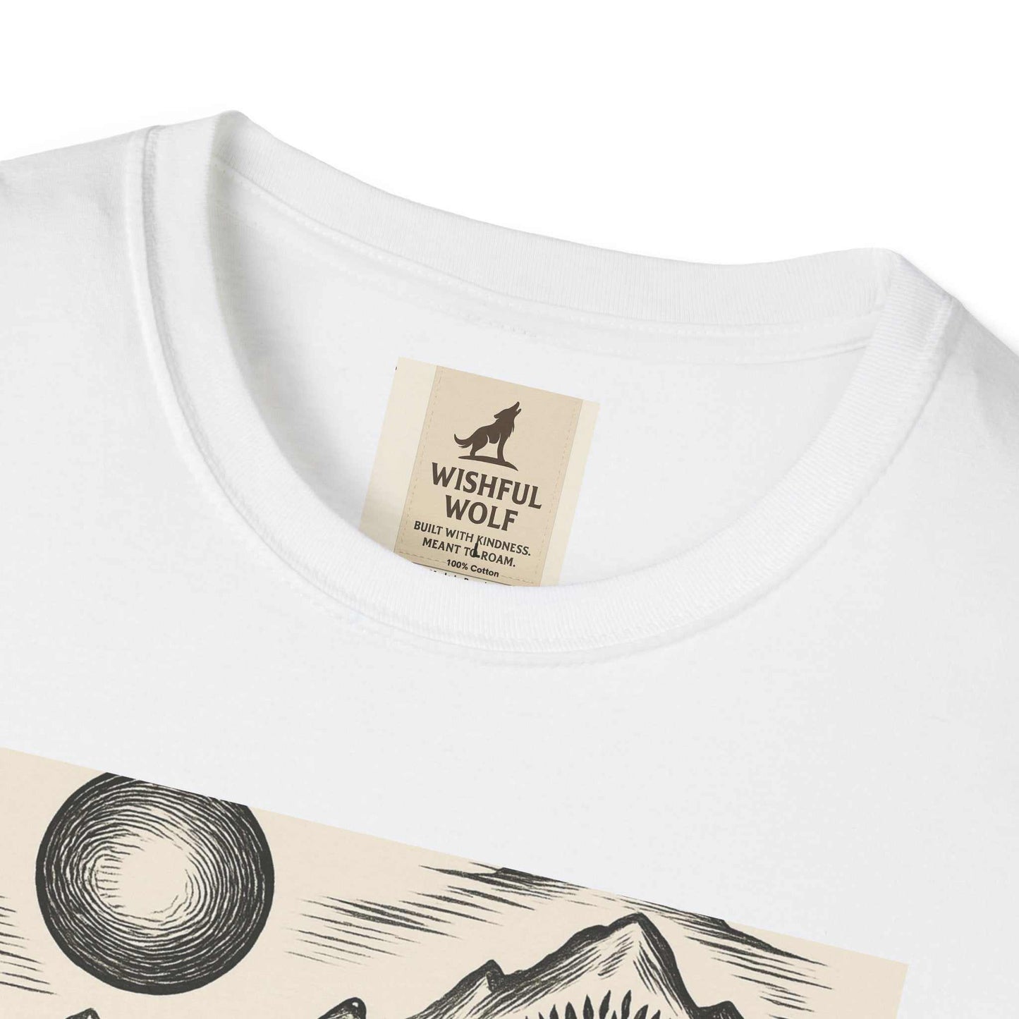Inspirational Wolf T-Shirt featuring a bold nature design and kindness message on soft, breathable cotton.