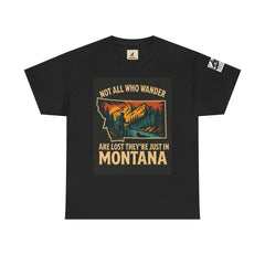 Get Lost in Montana Tee with vibrant nature print design, perfect for adventurous souls seeking outdoor experiences.