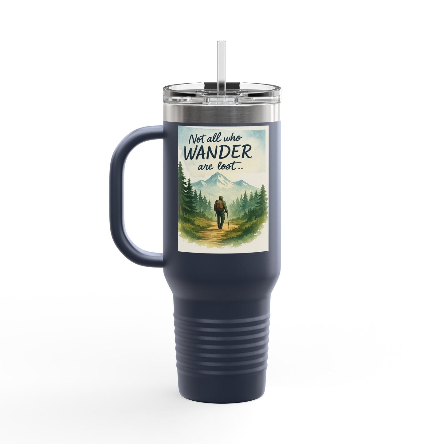 Montana 40oz Adventure Mug with elk-inspired design, ergonomic handle, and spill-resistant lid for outdoor travel.