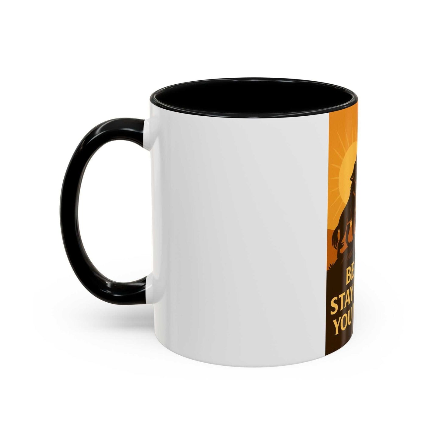 Inspirational Wolf Coffee Mug with bold design, available in 11oz and 15oz sizes.