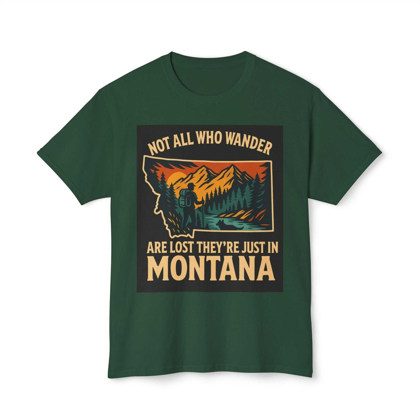 Montana Adventure Tee with nature-inspired graphic, perfect for outdoor enthusiasts seeking comfort and style.