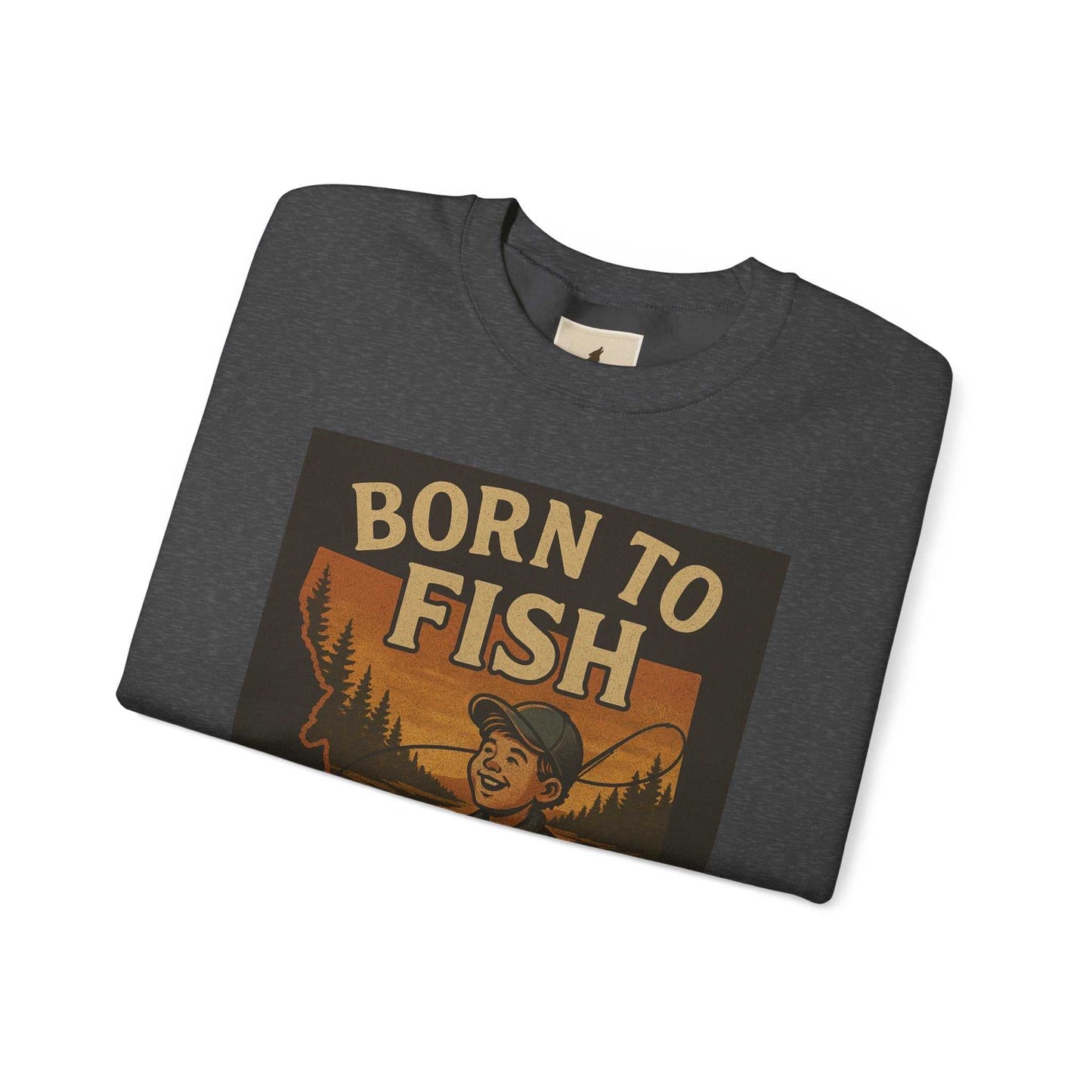 Born to Fish Sweatshirt with bold design, ideal for fishing enthusiasts.