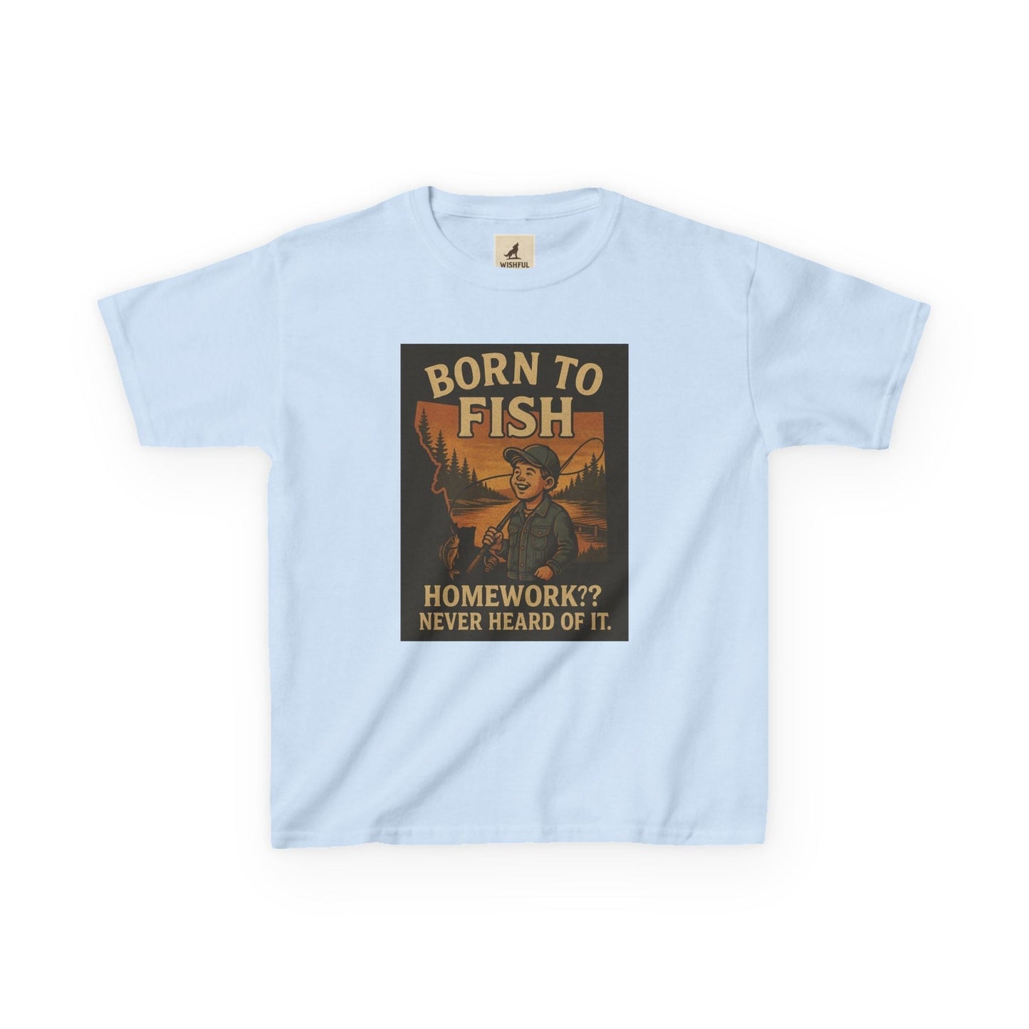 Kids Fishing T-Shirt – Funny Born to Fish, Skip Homework Design
