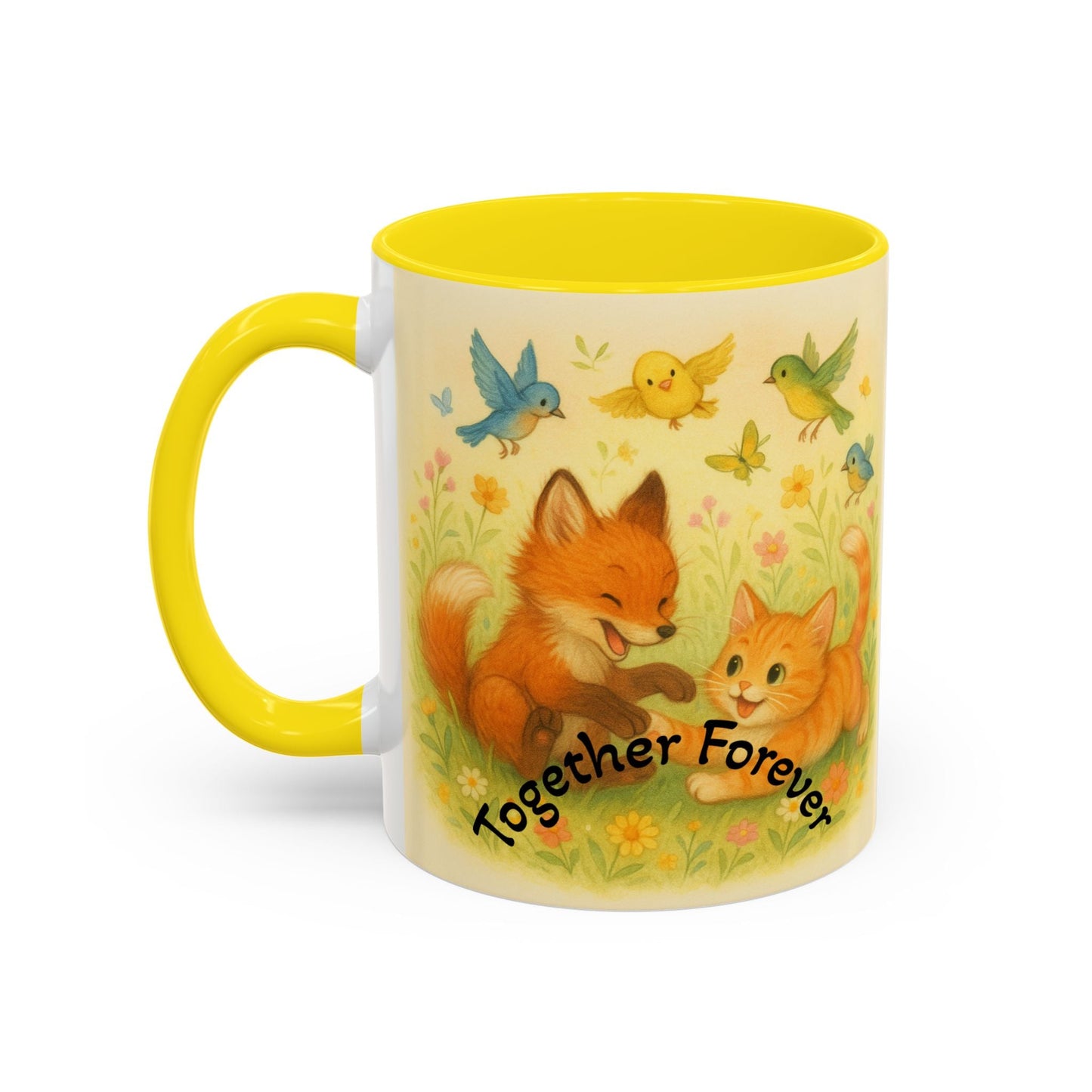Whimsical Cat Mug with playful cat and unicorn design, perfect gift for creative minds and animal lovers.
