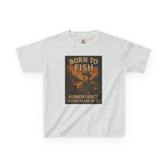 Kids Fishing T-Shirt – Funny Born to Fish, Skip Homework Design