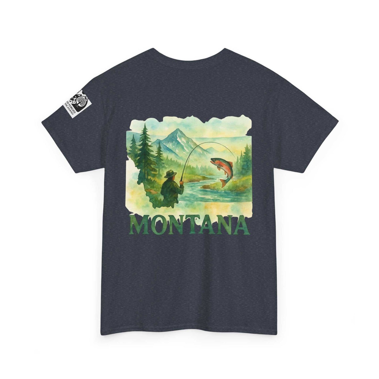 Men's fishing cotton tee with Montana graphic, ideal for outdoor enthusiasts.