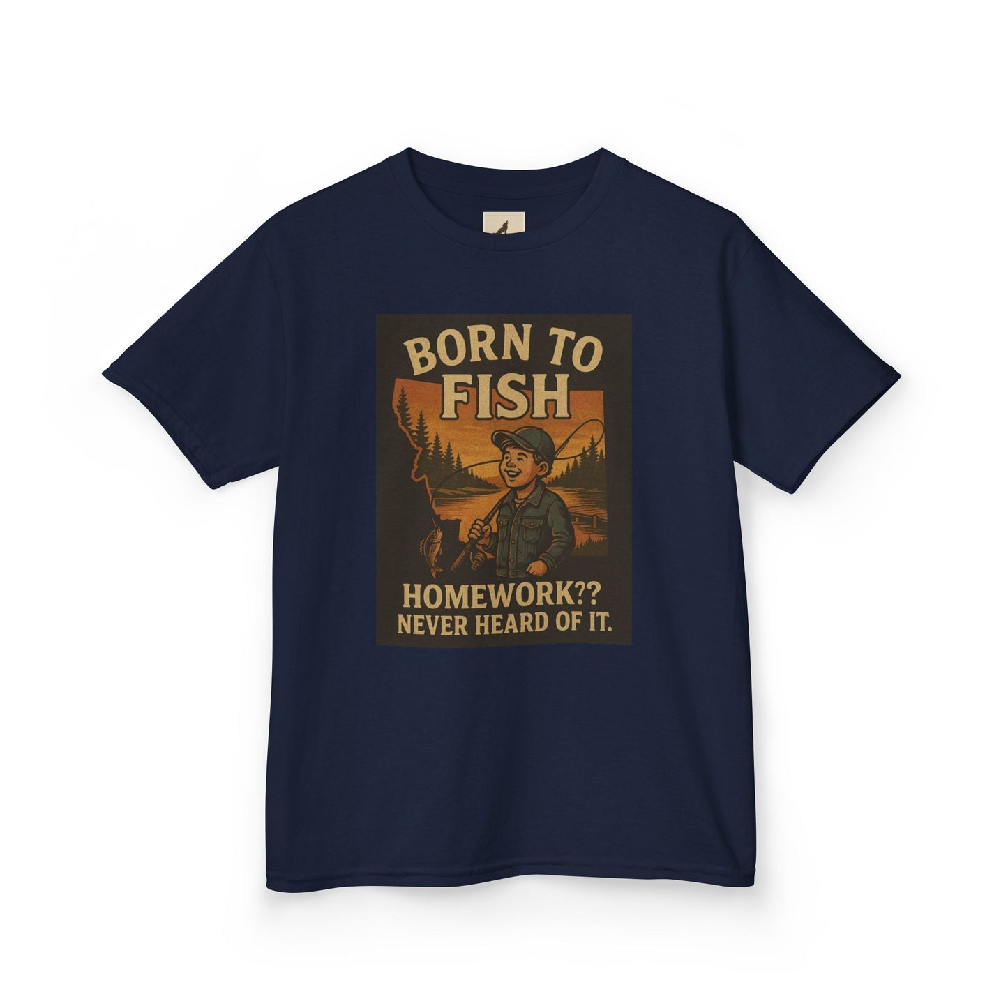 Kids Fishing T-Shirt – Funny Born to Fish, Skip Homework Design