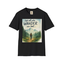 Montana-Inspired Adventure Tee with scenic graphic, featuring a hiker in a mountainous landscape.