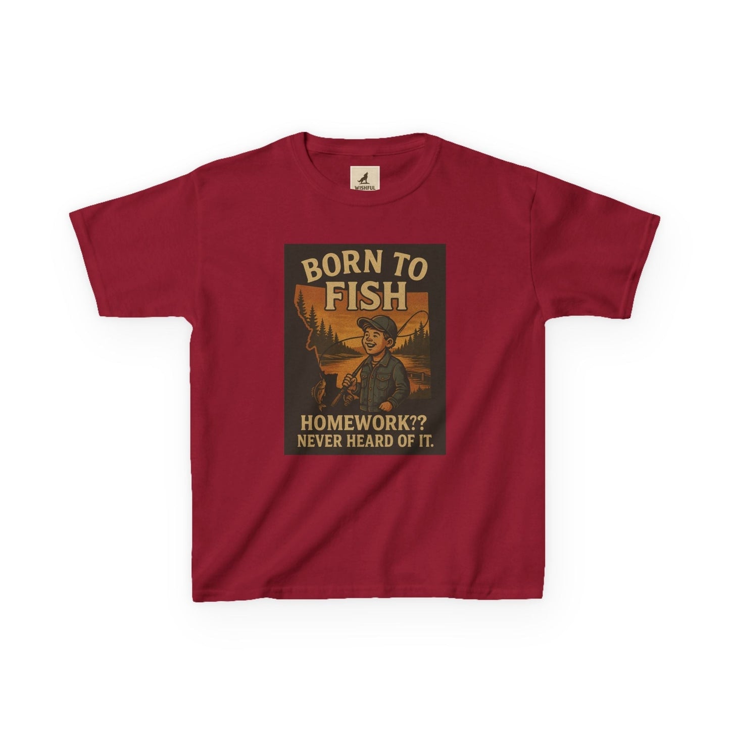 Kids Fishing T-Shirt – Funny Born to Fish, Skip Homework Design
