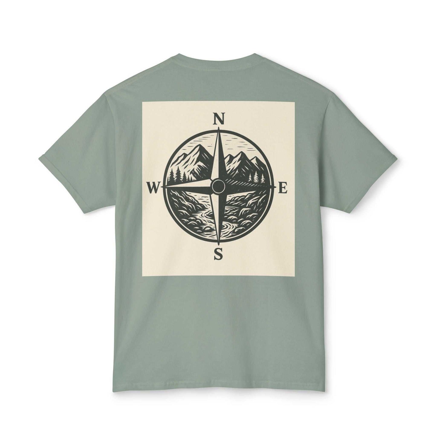 Montana Adventure Tee with nature-inspired compass design on softstyle fabric.