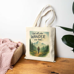 Eco-friendly Adventure Tote Bag with nature design, perfect for eco-conscious hikers and explorers.