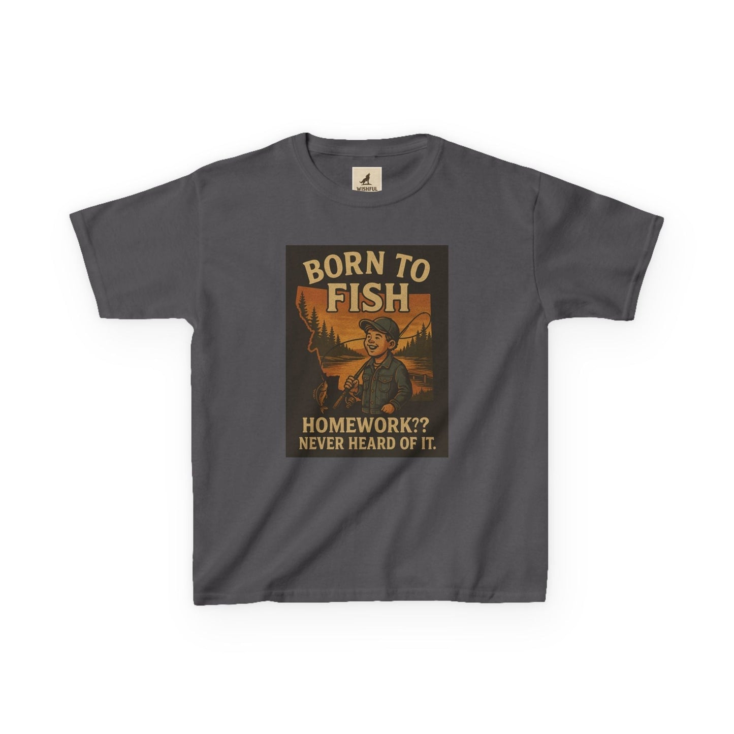 Kids Fishing T-Shirt – Funny Born to Fish, Skip Homework Design