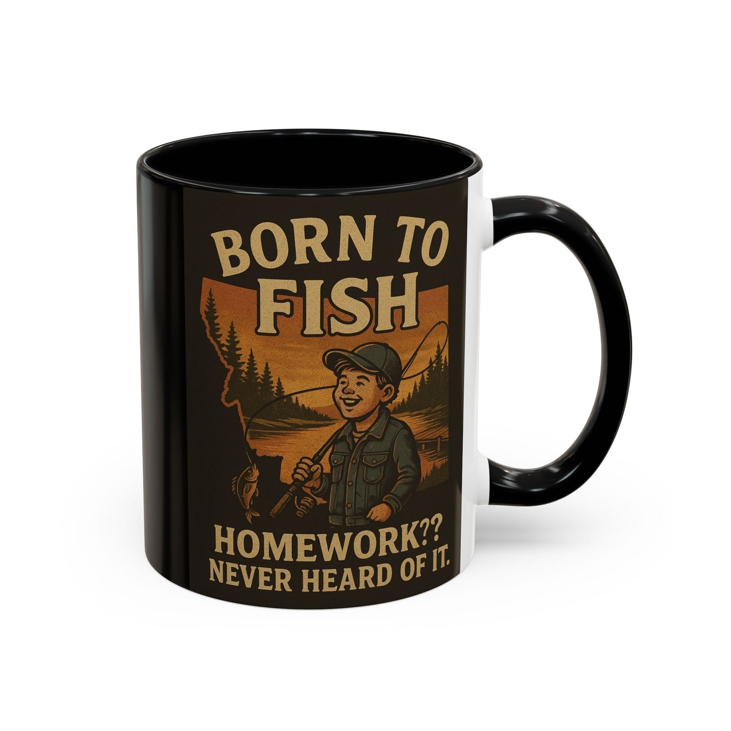 Retro Fishing Mug – Funny Coffee Cup Gift for Anglers & Campers