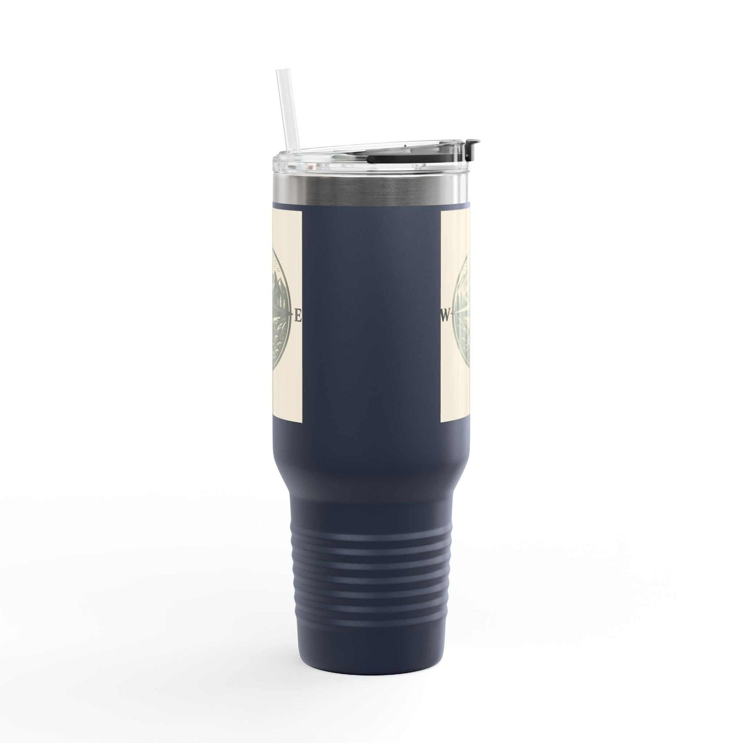 40oz Montana Compass Travel Mug for outdoor adventures, featuring durable stainless steel, a compass design, and leak-proof lid.